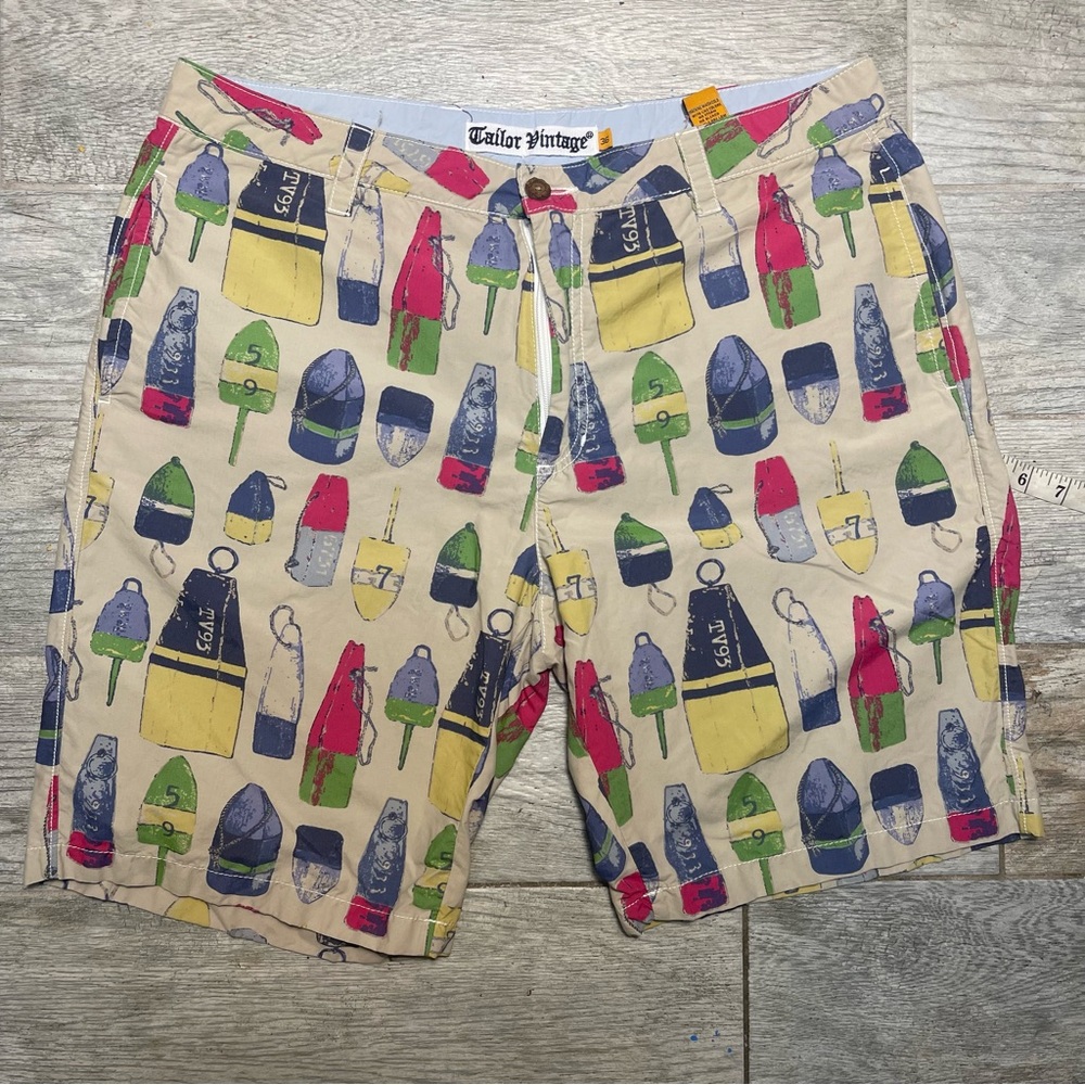 Tailor Vintage Shorts Men 36 Sailboats Nautical Classic Fit Chino.